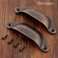 Dresser Shell Shape Antique Brass Cabinet Wardrobe Pulls Door Handle Cabinet Pulls Drawer Knob Red Copper