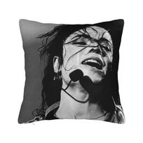 Michael Jackson Pillowcase Printed Polyester Cushion Cover Decor Mjj Pop Music Singer Throw Pillow Case Cover Bedroom Square Peach skin 18*18(CM)-1Pcs