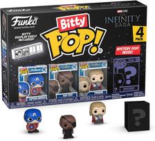 Figūrėlių rinkinys Funko Bitty POP! Marvel Begalybės saga Kapitonas Amerika, Nickas Fury, Toras (4 vnt.)