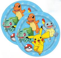 Vienkartinės popierinės „Pokemon“ vakarėlių lėkštės, 16 vnt., 23 cm
