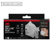 Respiratorius su iškvėpimo vožtuvu Aura 9332+, retail pack FFP3, 3M