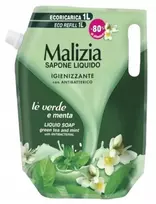 Skystas muilas MALIZIA Green Tea & Mint, 1000 ml, PAPILDAS