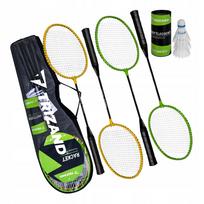 Badmintono rinkinys Trizand: 4 raketės, 3 plunksniniai, dėklas