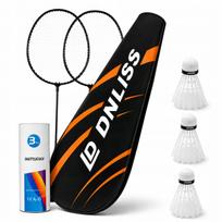 Badmintono ir smiginio rinkinys: 2 raketės, 3 smiginio taikiniai, dėklas, 6 vienetai
