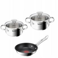 Puodų rinkinys su dangčiais 14/16 cm ir keptuvė 18 cm TEFAL Minis, indukciniai, plieniniai