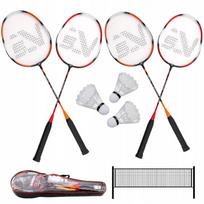Badmintono rinkinys SPORTVIDA, 4 raketės, 3 kamuoliukai, tinklas