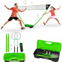 Badmintono rinkinys OUTTEC: 2 viename, raketės, tinklas, plunksninukai, dėklas