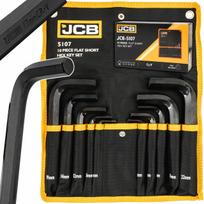 Raktų rinkinys JCB, trumpi šešiakampiai, 10 vnt., 6–22 mm