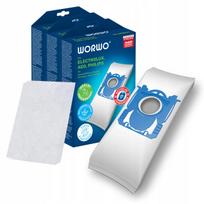 Dulkių siurblio maišeliai WORWO ELMB01, 12 vnt., tinka Electrolux, Philips, AEG, su filtrais