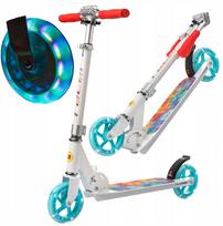 Vaikiškas paspirtukas METEOR RACER CUBE, su LED, sulankstomas, reguliuojamas, plačia platforma