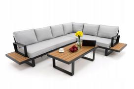 Lauko baldų kampinė sofa ATOLL, aliuminis, grafito pilka