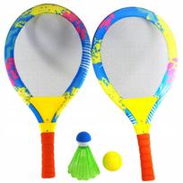 Vaikiškas teniso, badmintono ir padelio rinkinys: raketės, plunksninukas, kamuoliukas