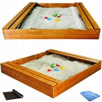 Medinė smėlio dėžė SANDBOX 150x150 su suoliukais, impregnuota