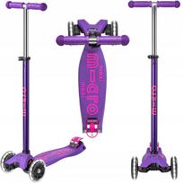 Vaikiškas triratukas paspirtukas Micro Maxi Deluxe su LED ratukais, violetinis
