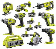 Įrankių rinkinys RYOBI su atsuktuvu ir 5 akumuliatoriais