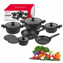 Puodų rinkinys KLAUSBERG KB-7968, 12 dalių, su wok, marmurine danga, tinka indukcijai
