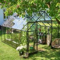 Šiltnamis acm GREENHOUSE QUBE 812, 2,51x3,74 m, juodas, grūdintas stiklas, aliuminis