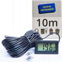 Elektroninis termometras su zondu, temperatūra nuo -50 iki +110 °C, 10 m laidas, su baterijomis