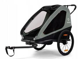 Vaikiška dviratinė priekaba Hamax Traveller Twin, chaki-juoda