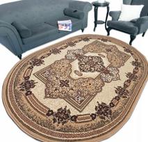 Ovalus kilimas 180x250 cm, rudos, smėlio ir bordo spalvos, įvairūs raštai, alfa Bcf OVAL