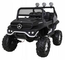 Vaikiškas elektromobilis Mercedes Benz Unimog, juodas, 4x4 pavara, nuotolinio valdymo pultas, bagažinė