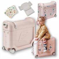 Vaikiškas lagaminas Stokke JetKids BedBox V3, rožinis, su lovyte ir paspiriamas