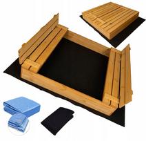 Medinė smėlio dėžė su dangčiu, 120 cm, impregnuota, pagaminta Lenkijoje