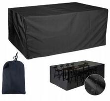 Lauko baldų stalas ir kėdės uždangalas, juodas, neperšlampamas, 200 cm