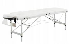 Masažo stalas, sulankstomas, aliumininis, baltas, 215 x 60 cm