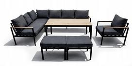 Sodo baldų komplektas 9 asmenims, kampinė sofa ir aukštas stalas GARDENOVE