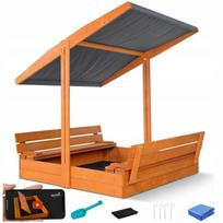 Medinė smėlio dėžė su stogeliu, 120 cm, impregnuota