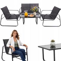 Lauko baldų komplektas FUNFIT GARDEN: juodos kėdės, stalas, sofa