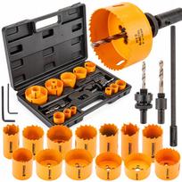 Bi-metalinė grąžtų karūnėlių rinkinys Powermat, 76 mm, 13 vnt.