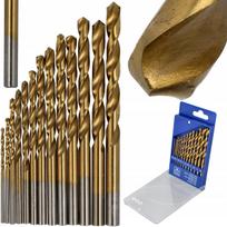 Metalo grąžtų rinkinys 13 vnt., titano danga, 1.5–6.5 mm, HSS