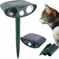 Ultragarsinis gyvūnų atbaidytuvas su saulės baterija ir LED, tinka katėms, šunims, kurmiams