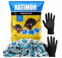 Graužikų nuodai Ratimor Blue 1 kg su pirštinėmis