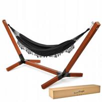 Medinis hamako rėmas XL, impregnuotas, 220 kg + boho stiliaus dvivietis hamakas