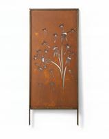 Metalinė sodo tvorelė H120 su pienių raštu, rūdinto plieno efektas (Corten)