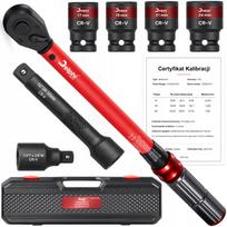 Veržliaraktis su momentu 1/2", 40–220 Nm, CrMO ir CrV, 4 galvutės 17, 19, 21, 24 mm, tikslumas ±3%