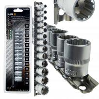 Raktų antgalių rinkinys SPLINE, 1/4", 13 vnt., 4–14 mm, 12 kampų, Cr-V plienas, juodi