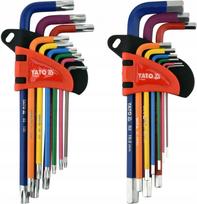 Raktų komplektas YATO: 9 šešiakampiai (1,5–10 mm) ir 9 TORX (T10–T50)