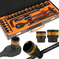 Raktų ir galvučių rinkinys 1/2", 24 vnt., 8–32 mm, metalinė dėžutė