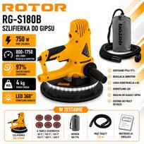 Sienų ir lubų šlifuoklis ROTOR RG-S180B GIRAFFE su LED ir greičio valdymu