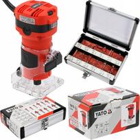Briaunų frezavimo staklės YATO EDGE 850W (6 mm, 8 mm) su 12 dalių medžio frezų rinkiniu