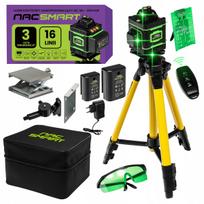 Kryžminis lazerinis nivelyras NAC SMART 4D 360°, 16 linijų, su nuotolinio valdymo pultu ir trikojų