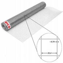 Cinkuotas kvadratinis tinklas, 1,0 x 10 m, akutės 25,4 x 25,4 mm, viela 0,70 mm