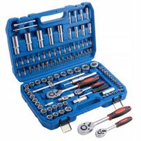 Raktų komplektas su terkšle 1/2" ir 1/4", 108 vnt., lagamine