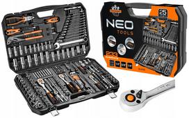 Raktų ir galvučių rinkinys NEO TOOLS, 233 vnt., 1/2", 3/8", 1/4", 10-078 SET