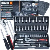 Raktų galvučių rinkinys BLACK, 46 vnt., 1/4" – rankinių įrankių komplektas