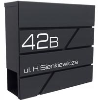Pašto dėžutė su namo numeriu, UV spausdinimas, antracito spalva